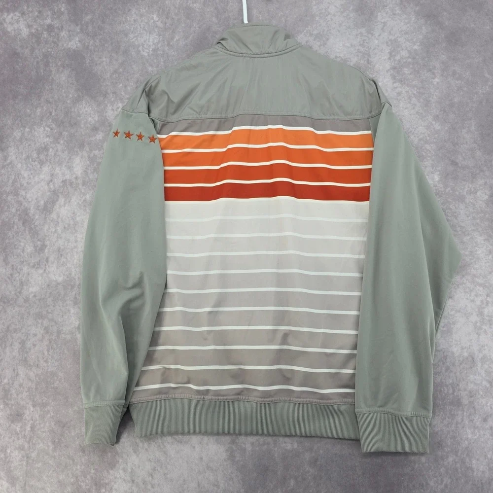 Vtg Nike Mens XL Track Jacket Full Zip Windbreaker Grey Orange Striped Star Logo